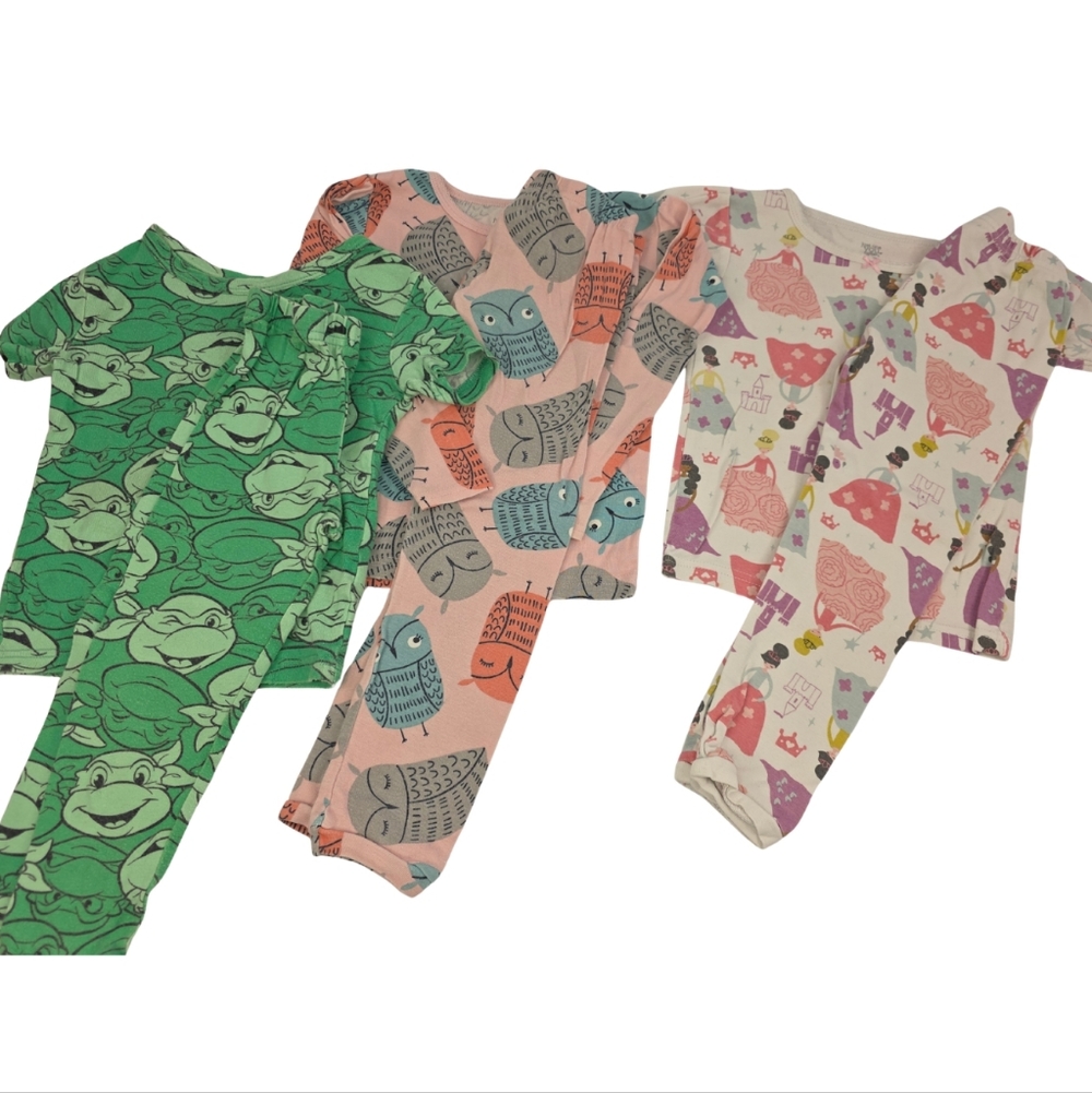Bundle Girls' 4T Pajama Sets- Carters And TMNT 1773-W